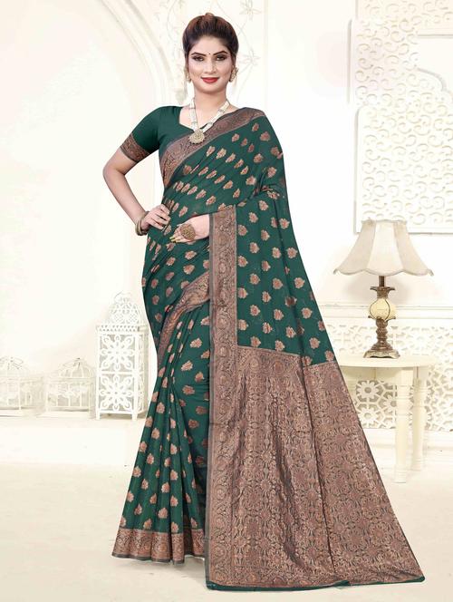 cotton woven saree with blouse - 19597757 - Very Small Image - 1