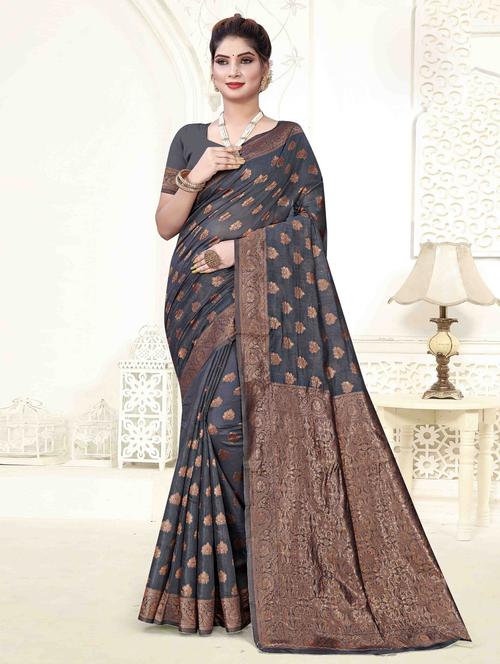 self design tussar saree - 19597759 - Very Small Image - 1