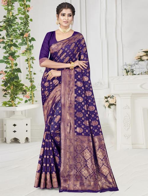 cotton woven saree with blouse - 19597761 - Very Small Image - 1