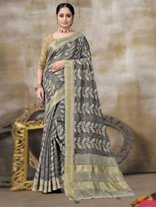 cotton printed saree with blouse - 19597767 - Very Small Image - 1