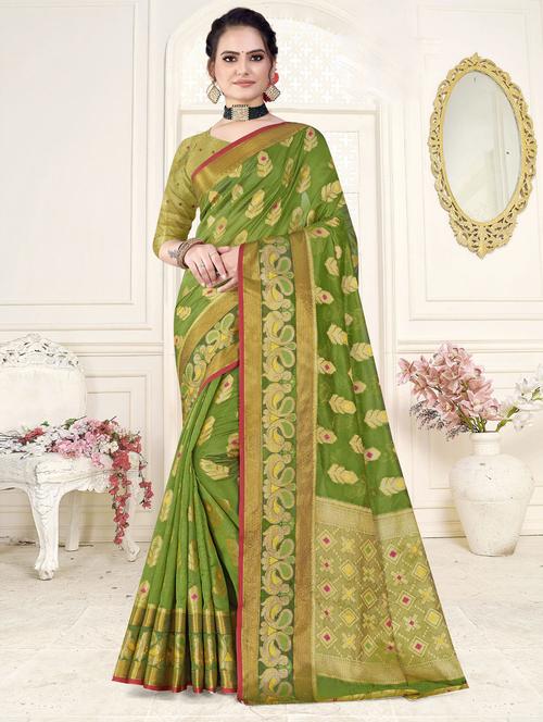 light green self design woven saree - 19597797 - Very Small Image - 1
