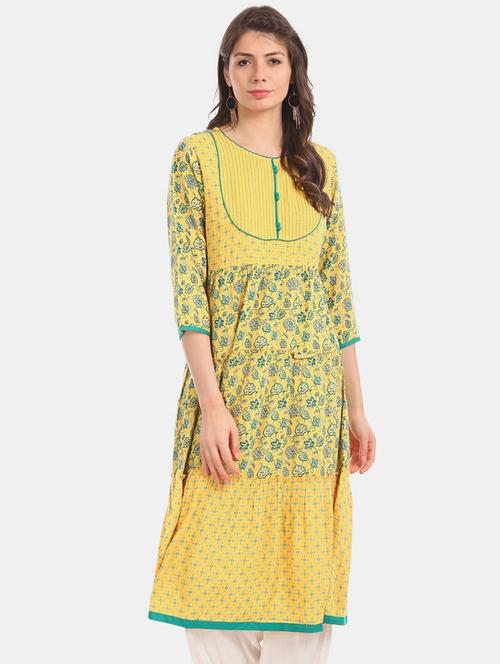 round neck printed tiered kurta - 19597907 - Very Small Image - 1
