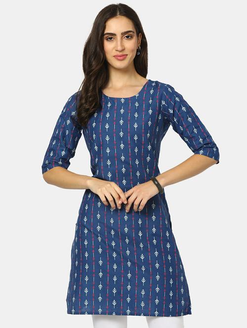 round neck printed straight kurta - 19598077 - Very Small Image - 1