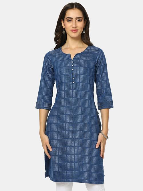 notch neck printed straight kurta - 19598166 - Very Small Image - 1