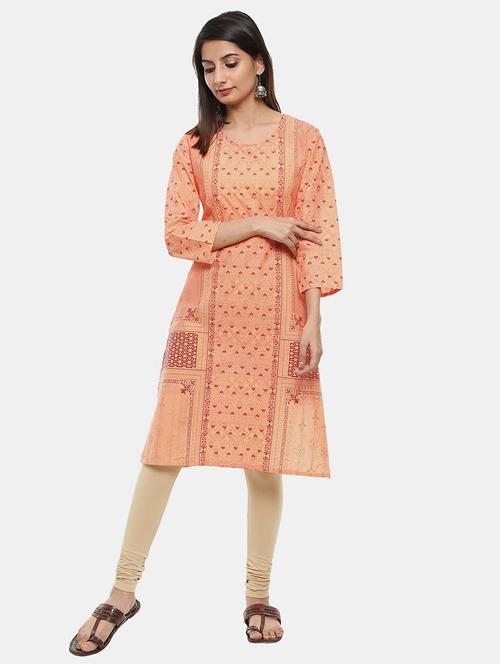 round neck printed straight kurta - 19598329 - Very Small Image - 1