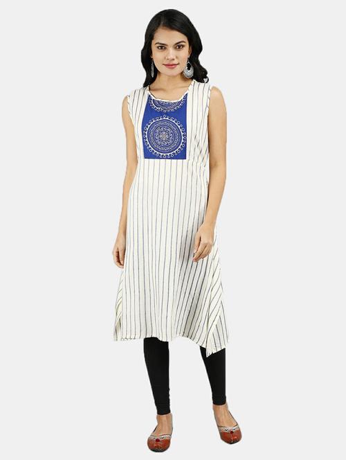 round neck printed straight kurta - 19598344 - Very Small Image - 1