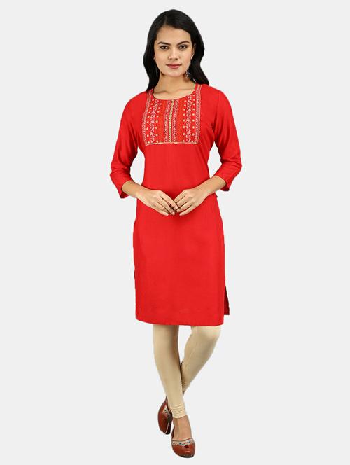 embroidered solid straight kurta - 19598347 - Very Small Image - 1