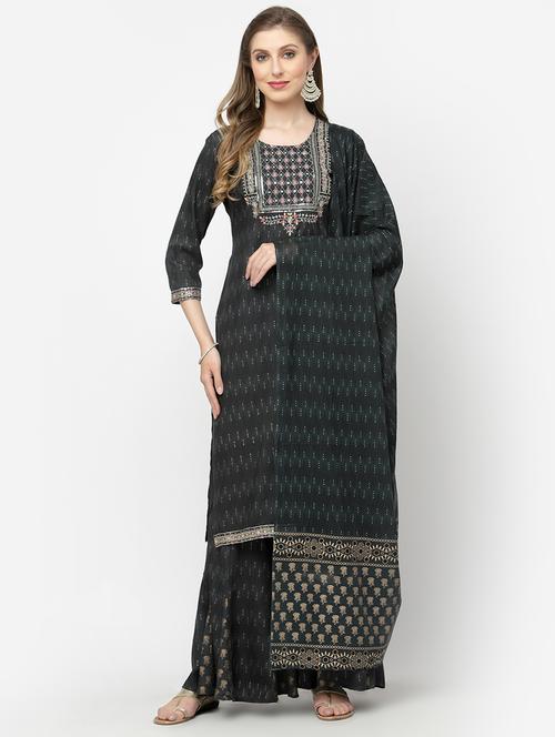 embroided sharara suit set - 19598464 - Very Small Image - 1