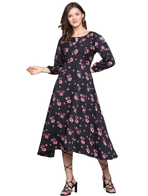 floral printed a-line dress - 19598781 - Very Small Image - 1