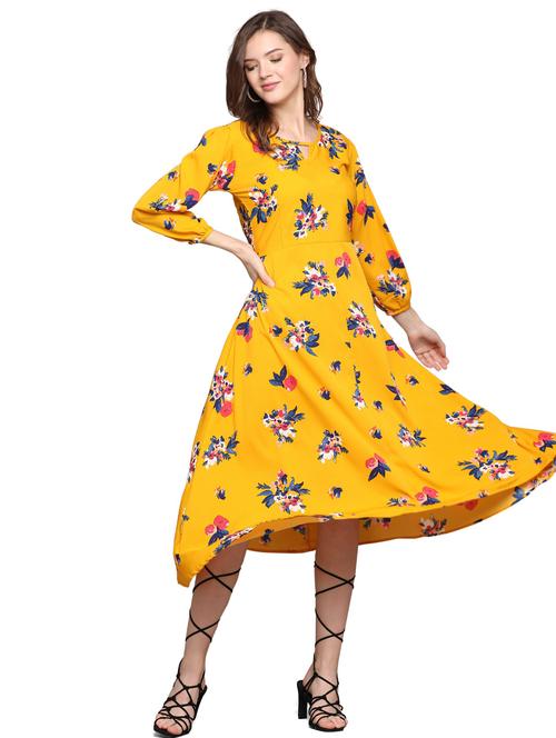 women key hole printed a-line dress - 19598782 - Very Small Image - 1