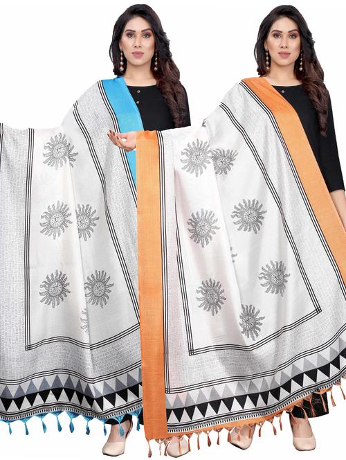 pack of 2 self design printed dupatta - 19598850 - Very Small Image - 1