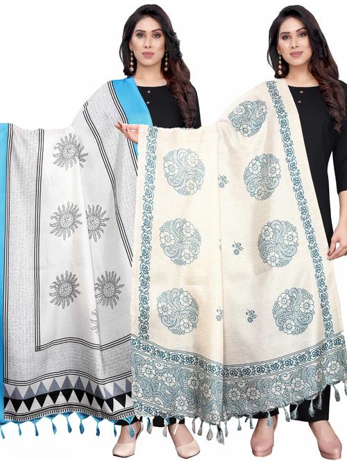 pack of 2 self design printed dupatta - 19598857 - Very Small Image - 1