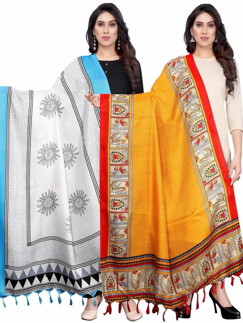 pack of 2 self design printed dupatta - 19598859 - Very Small Image - 1