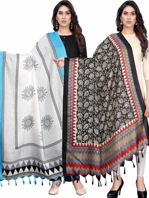 pack of 2 self design printed dupatta - 19598861 - Very Small Image - 1