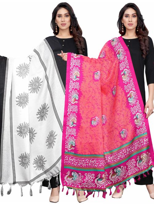 pack of 2 self design printed dupatta - 19598871 - Very Small Image - 1