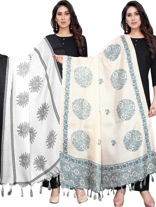 pack of 2 self design printed dupatta - 19598875 - Very Small Image - 1