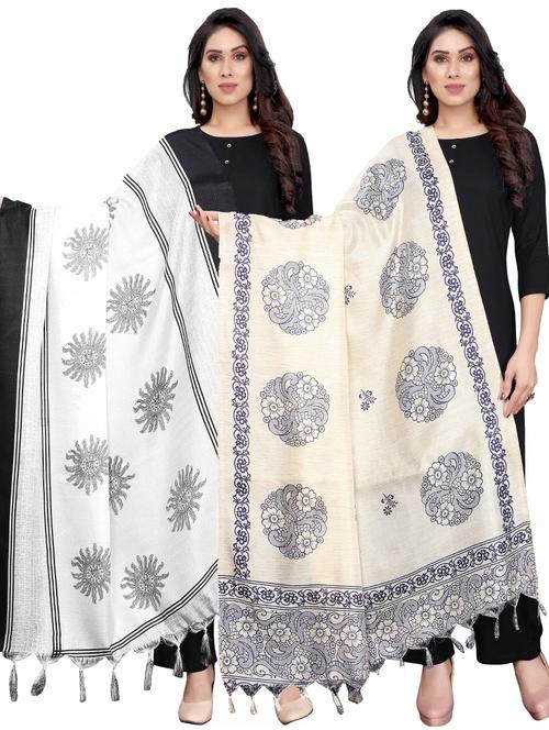 pack of 2 self design printed dupatta - 19598876 - Very Small Image - 1