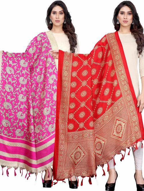 pack of 2 self design printed dupatta - 19598885 - Very Small Image - 1
