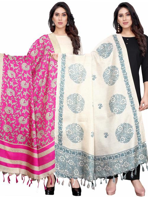 pack of 2 self design printed dupatta - 19598897 - Very Small Image - 1