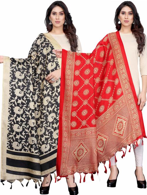 pack of 2 self design printed dupatta - 19598904 - Very Small Image - 1