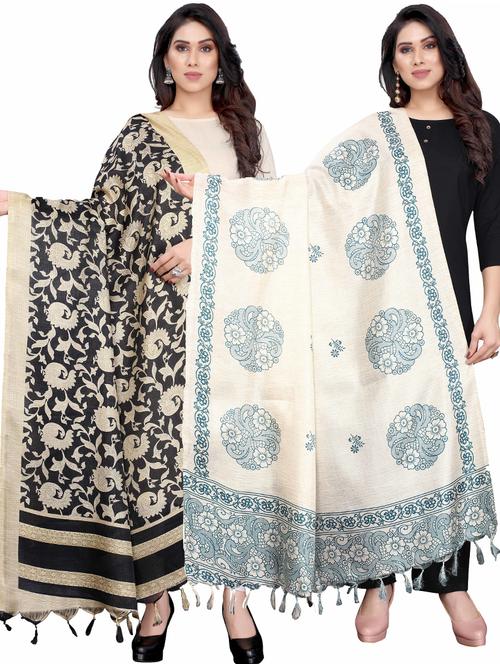 pack of 2 self design printed dupatta - 19598917 - Very Small Image - 1