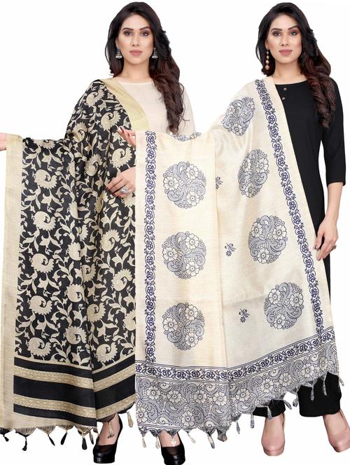 pack of 2 self design printed dupatta - 19598918 - Very Small Image - 1