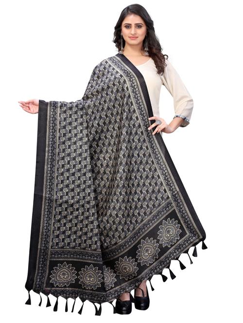black self design printed dupatta - 19598926 - Very Small Image - 1