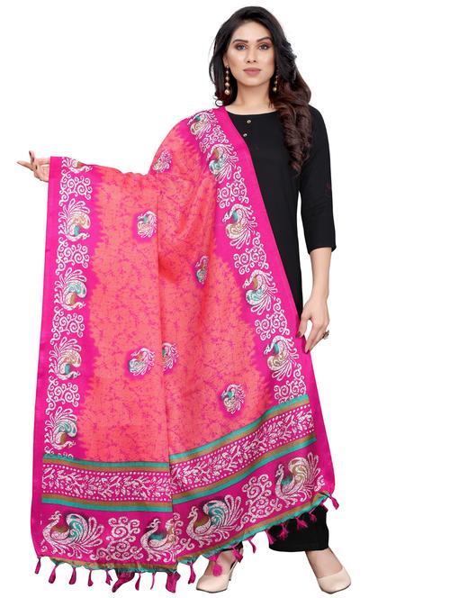 pink self design printed dupatta - 19598935 - Very Small Image - 1