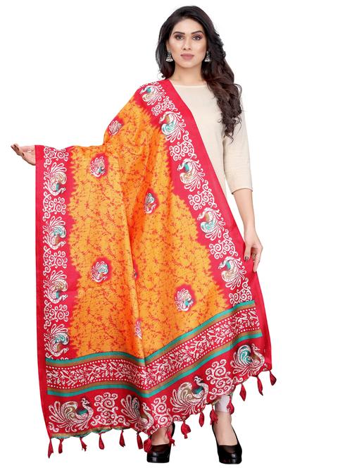 orange self design printed dupatta - 19598940 - Very Small Image - 1