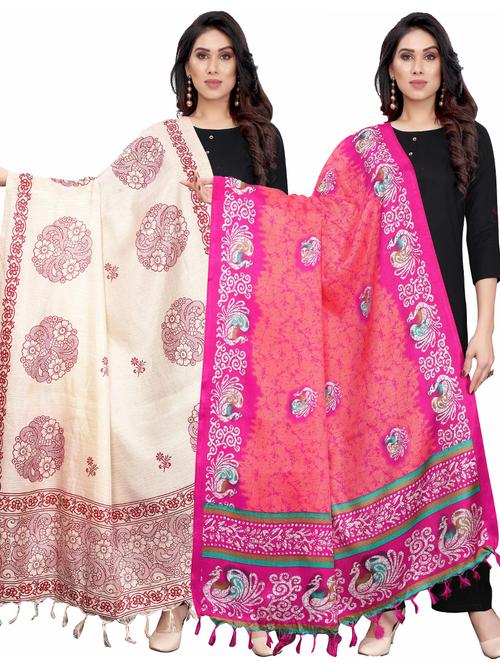 pack of 2 self design printed dupatta - 19598949 - Very Small Image - 1