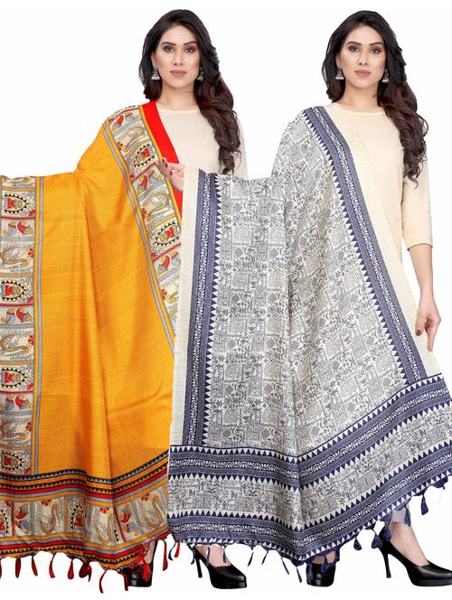 pack of 2 self design printed dupatta - 19598968 - Very Small Image - 1
