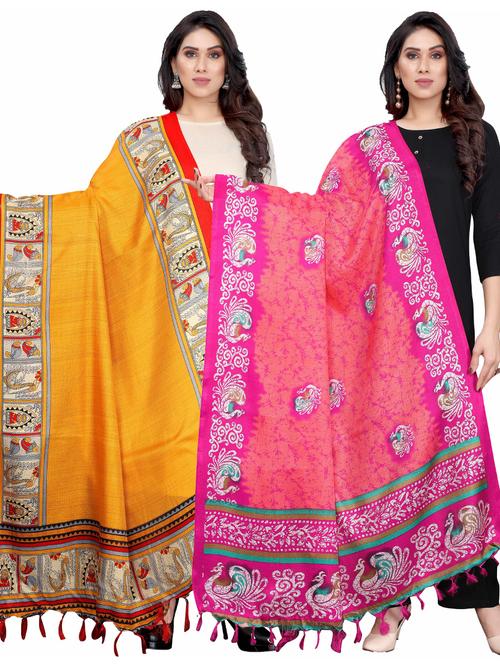 pack of 2 self design printed dupatta - 19598970 - Very Small Image - 1