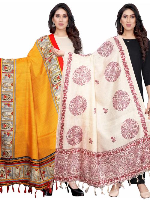 pack of 2 self design printed dupatta - 19598973 - Very Small Image - 1