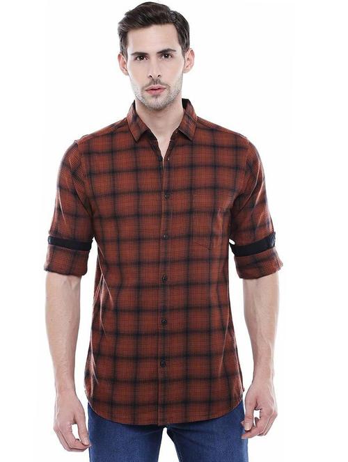 brown polyester blend casual shirt - 19599167 - Very Small Image - 1