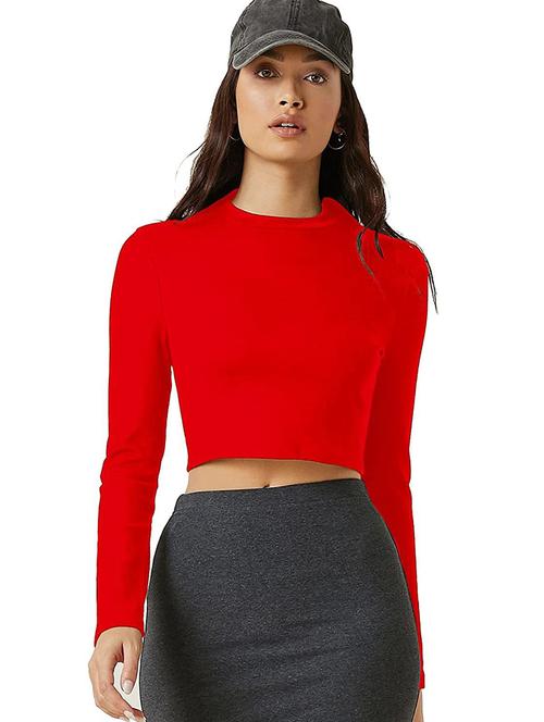 women round neck solid regular top - 19599292 - Very Small Image - 1