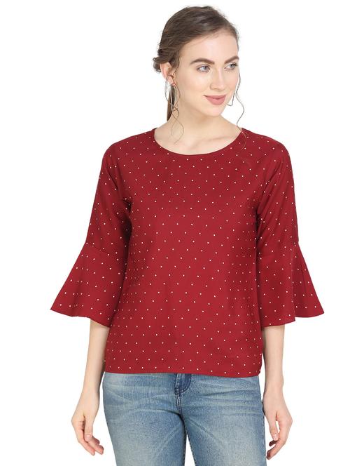 red crepe regular top - 19599304 - Very Small Image - 1