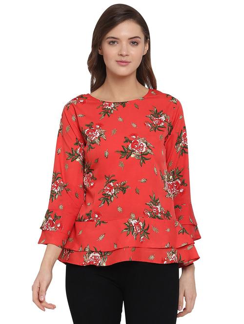 red crepe regular top - 19599313 - Very Small Image - 1