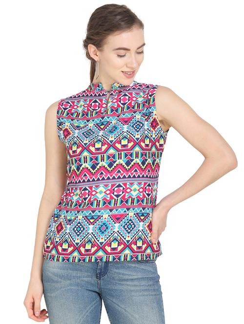 multi colored crepe regular top - 19599314 - Very Small Image - 1