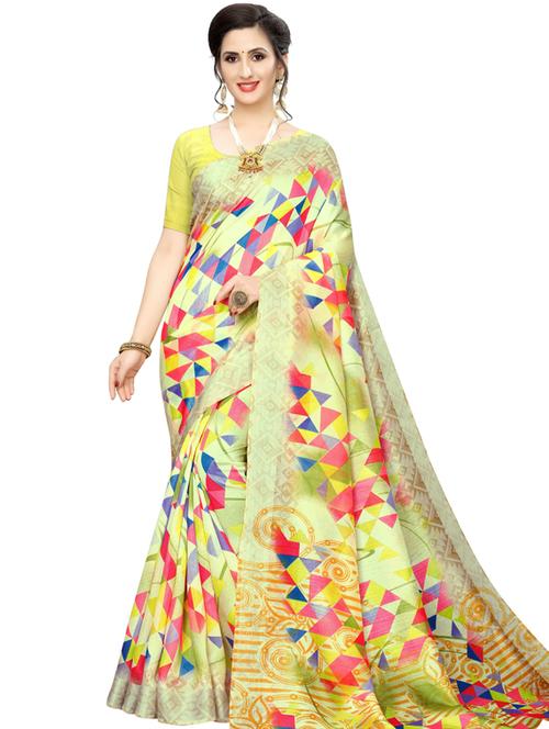 geometric woven saree with blouse - 19600536 - Very Small Image - 1