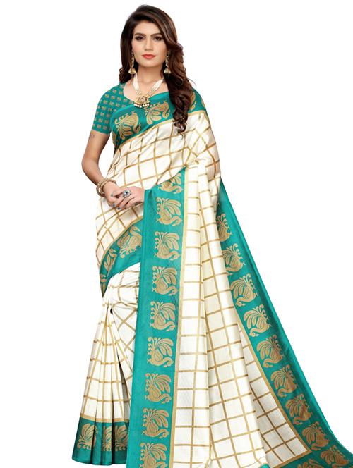 checkered woven saree with blouse - 19600552 - Very Small Image - 1