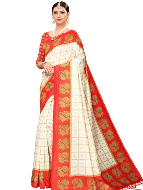 checkered saree with blouse - 19600770 - Very Small Image - 1
