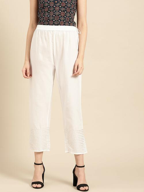 white solid tapared pants - 19600787 - Very Small Image - 1