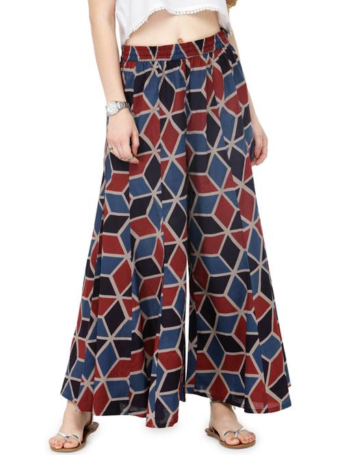 multi colored cotton blend flared palazzo - 19600817 - Very Small Image - 1