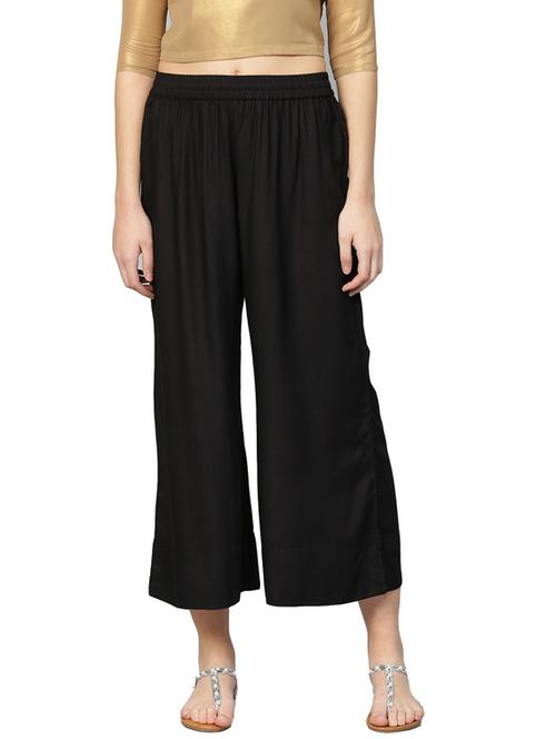 black viscose straight palazzo - 19600823 - Very Small Image - 1
