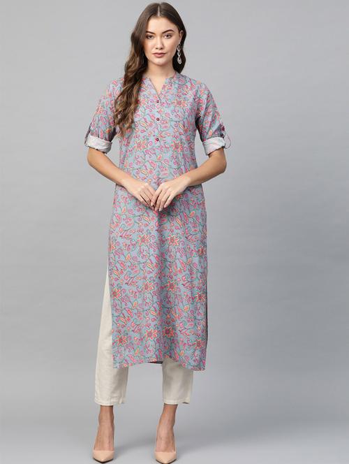 mandarin collar straight kurta - 19600928 - Very Small Image - 1