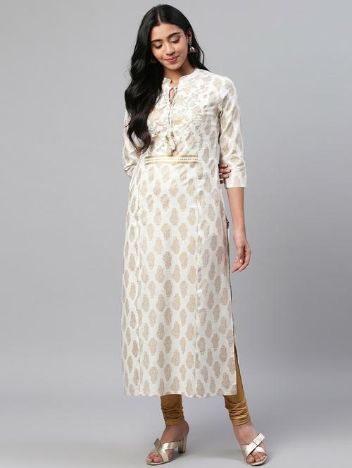 notch neck straight kurta - 19600939 - Very Small Image - 1