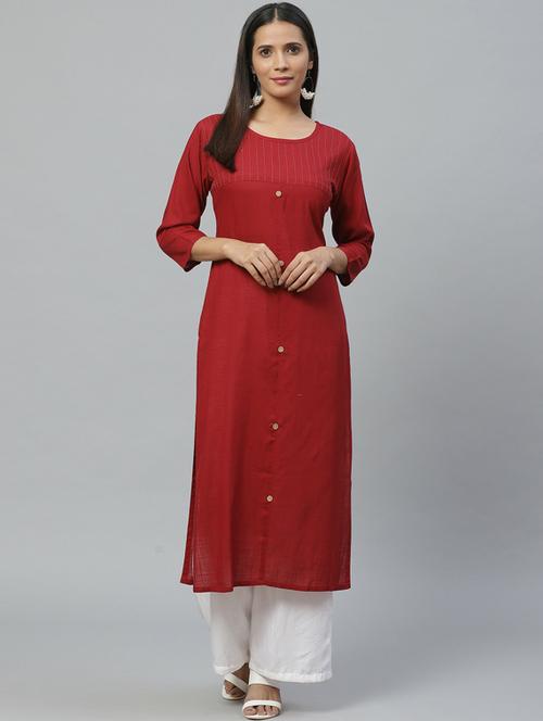 round neck straight kurta - 19600978 - Very Small Image - 1