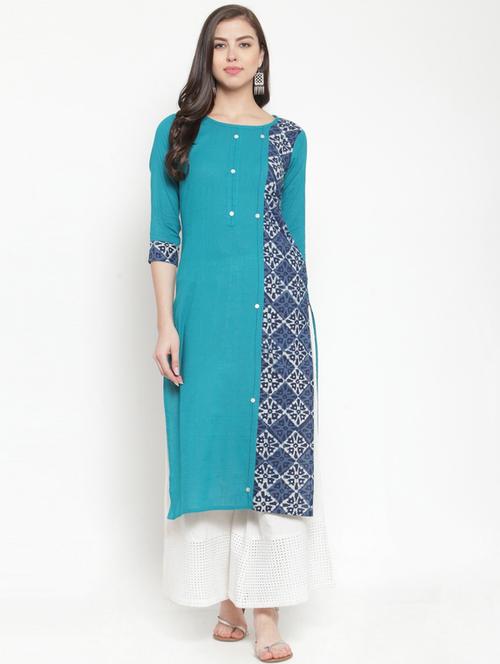 boat neck straight kurta - 19601041 - Very Small Image - 1