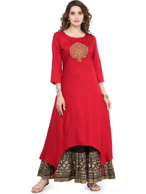 round neck a-line kurta - 19601118 - Very Small Image - 1