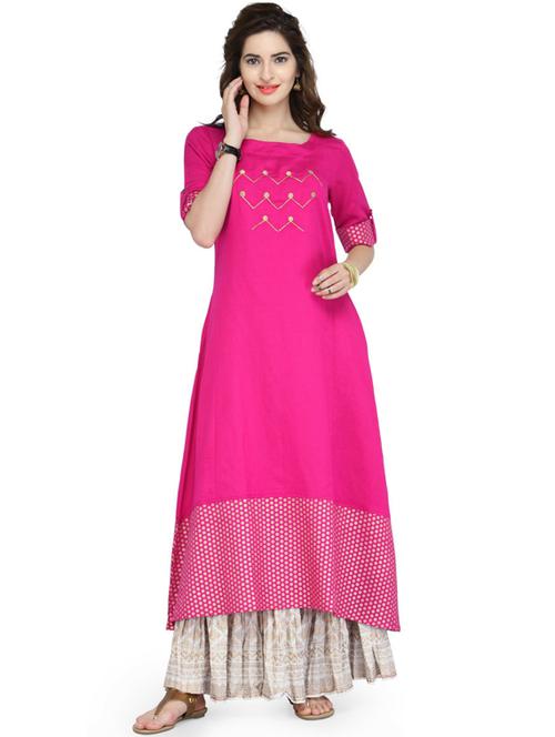 round neck a-line kurta - 19601120 - Very Small Image - 1
